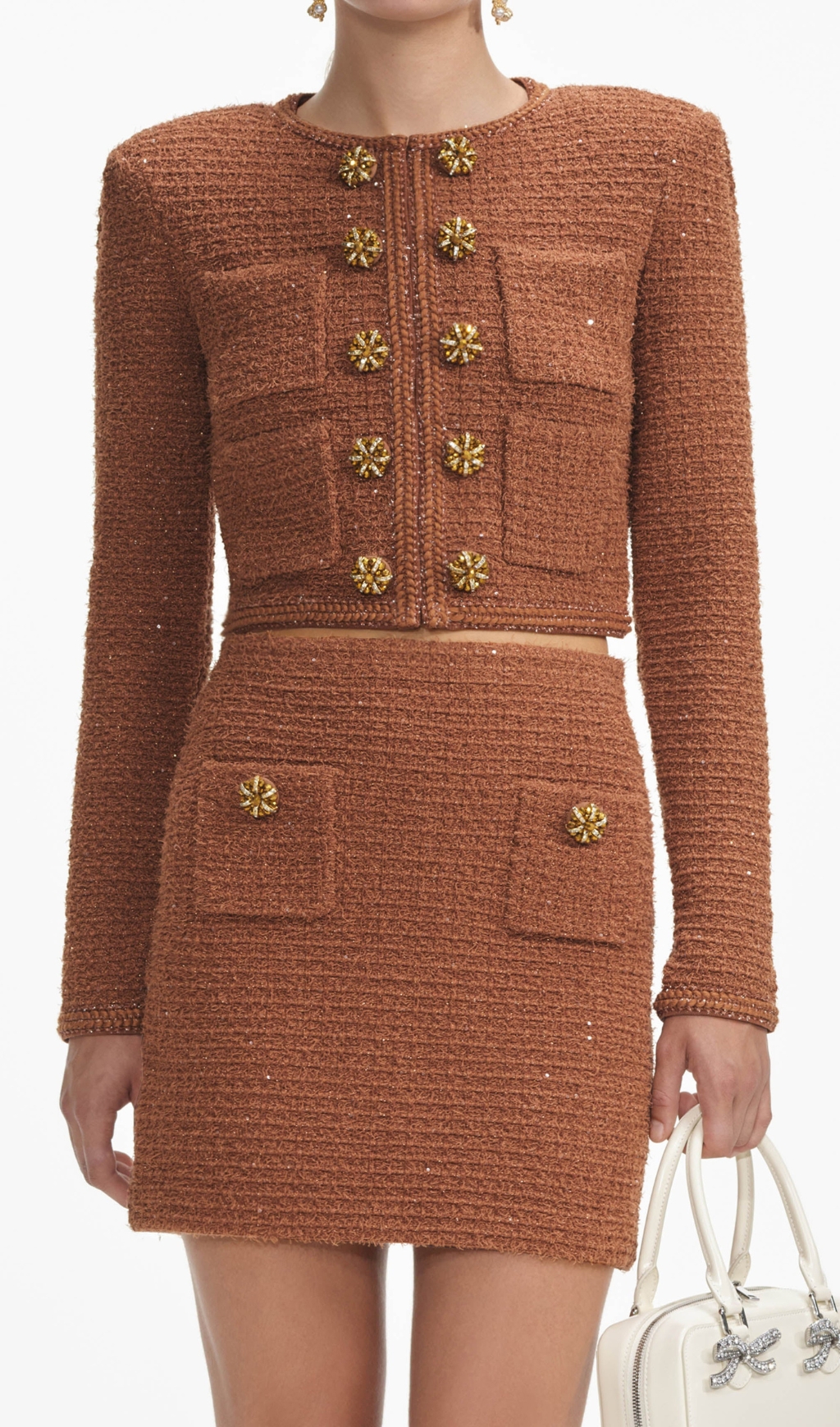 Brown Textured Knit Jacket