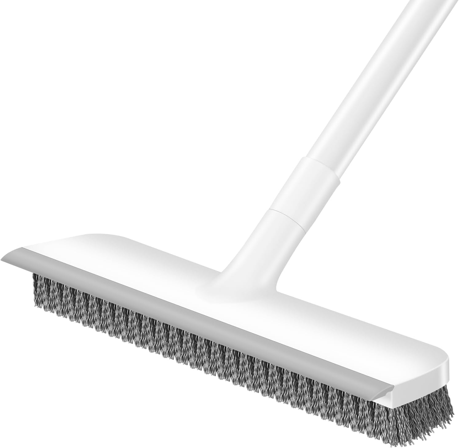 Floor Scrub Brush with 48-Inch Long Adjustable Handle 2 in 1 Scrape Brush Stiff Bristle Floor Scrubber for Cleaning Shower Bathroom Garage Kitchen Wall Deck Tub Tile