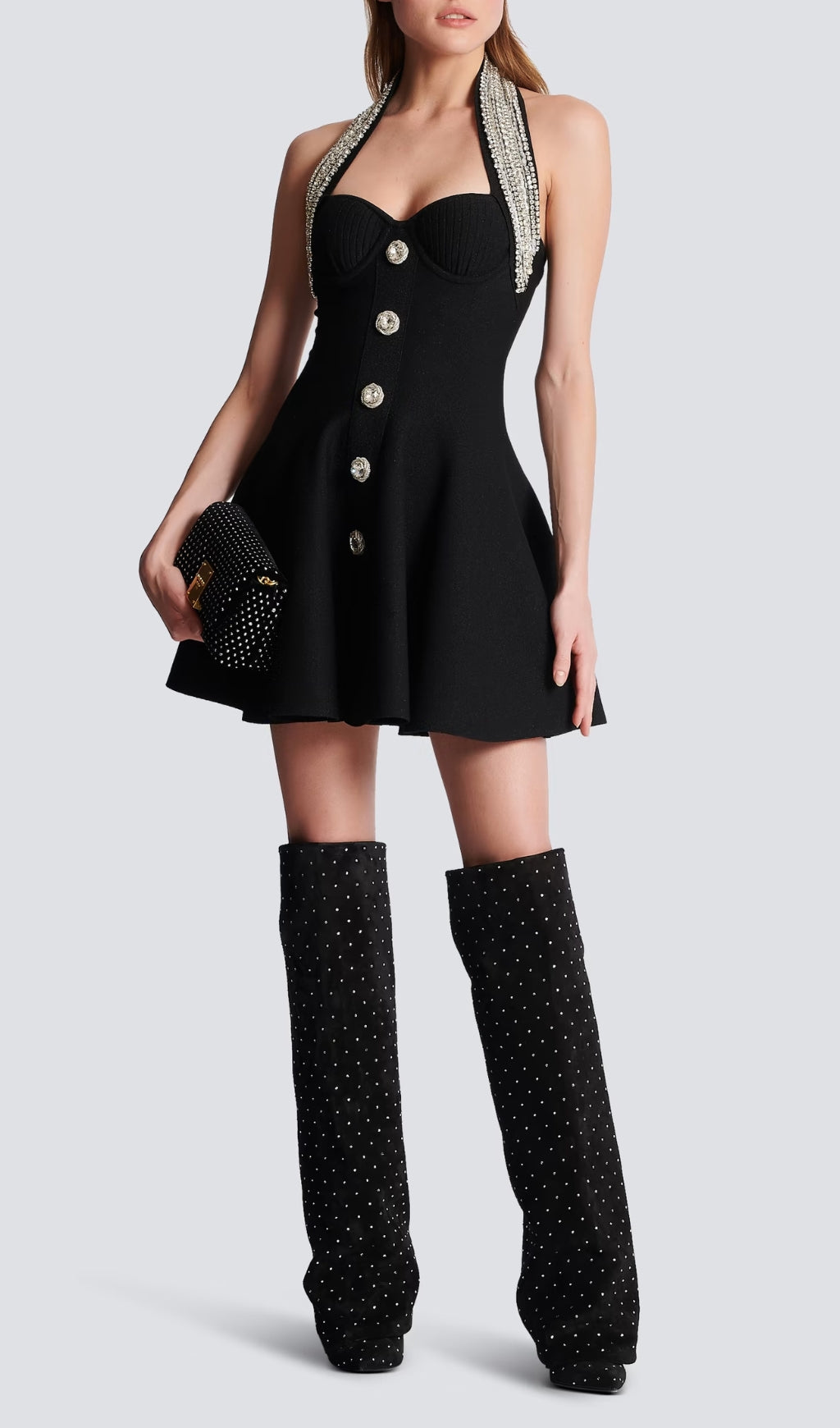 Alev Embellished Metallic Tweed Mini Dress