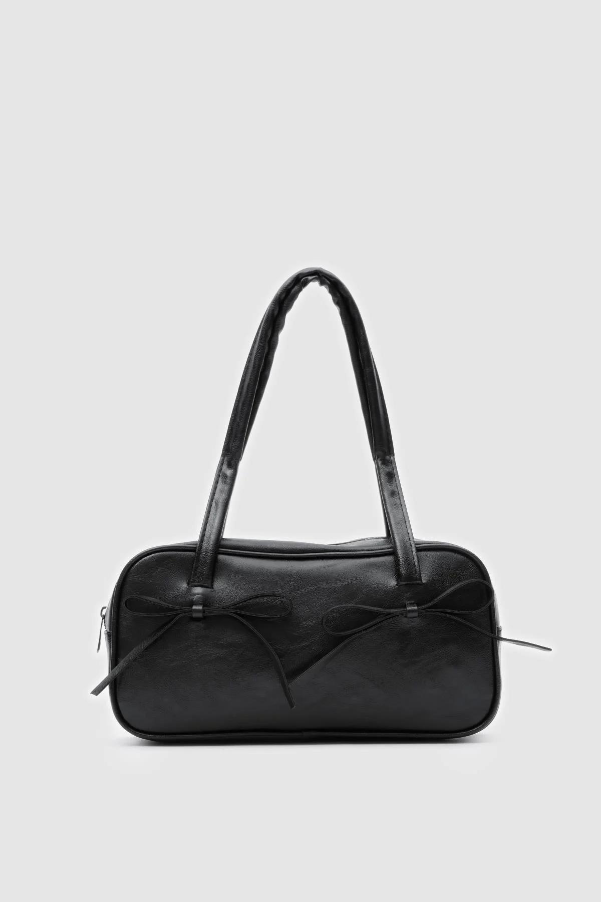 Elegant Black Bow-Tie Handbag