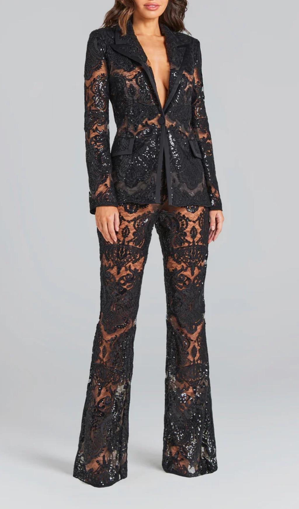 Black Lace Blazer And Pants