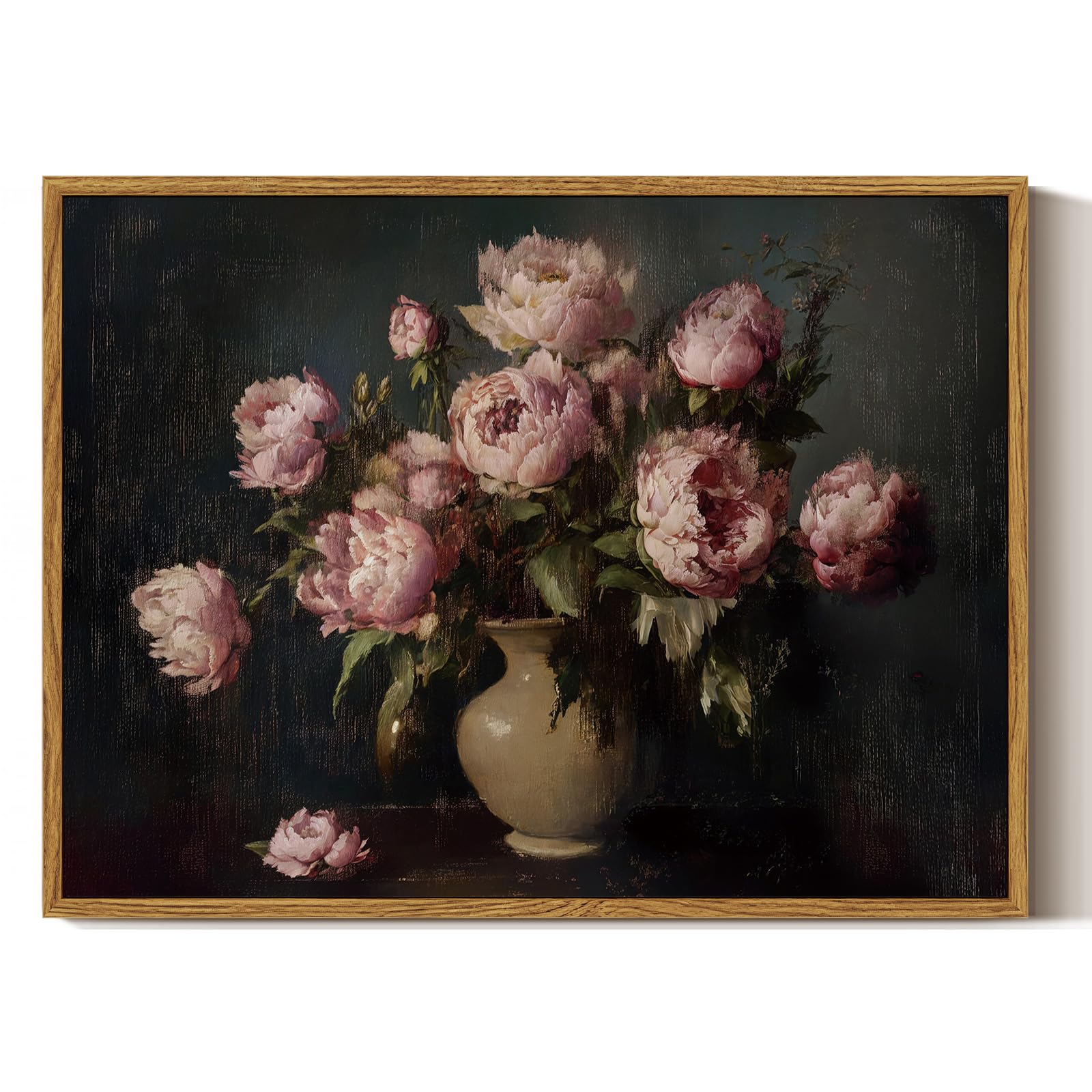 Framed Canvas Wall Art Prints, Bathroom Kitchen Shelf Decor, Rustic Tulip Botanical Flower Paintings Wall Decor, Vintage Decor for Bedroom Living Room Hallway, Aesthetic Room Decor, 30x40cm