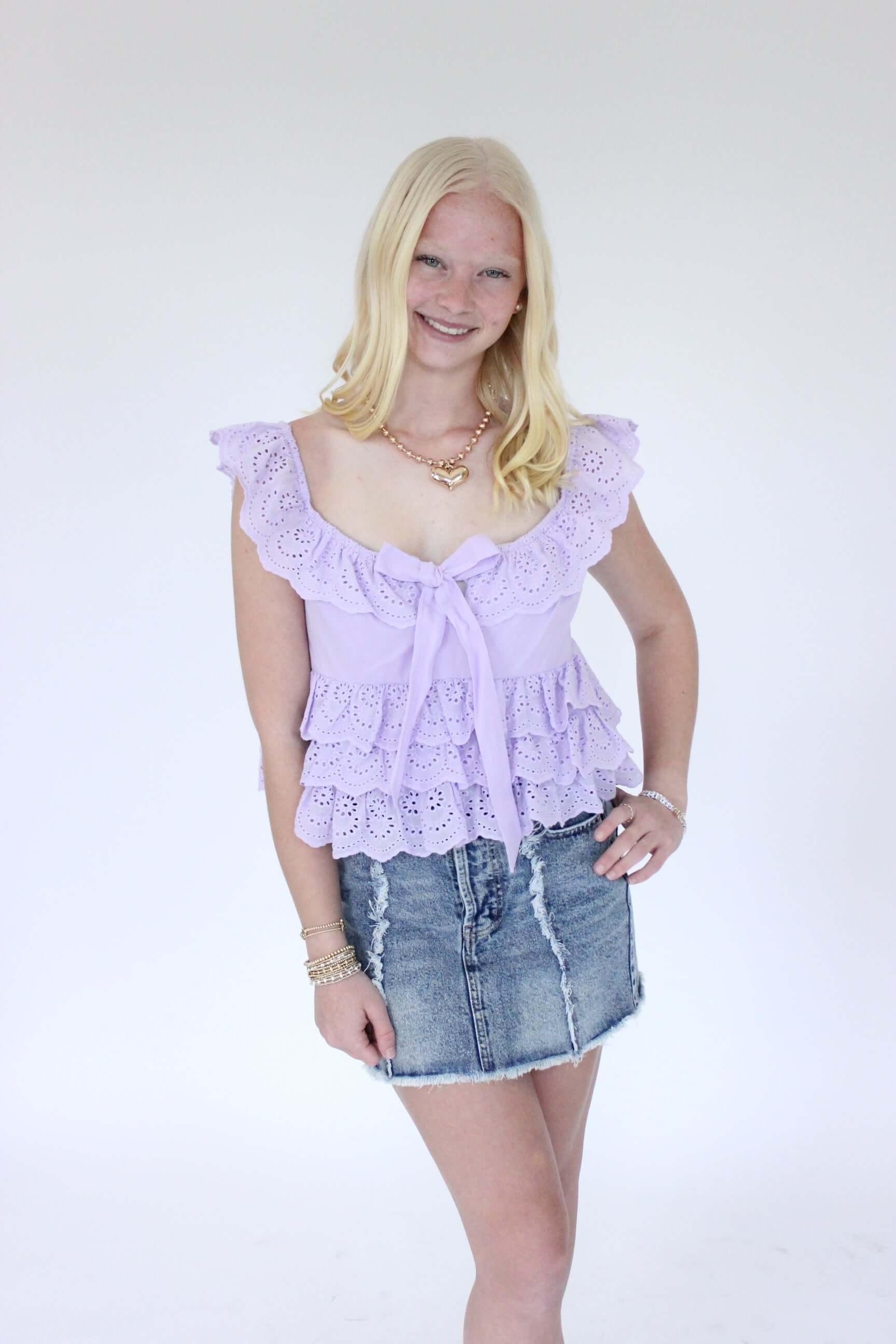 Fields Ruffle Top - Lavender