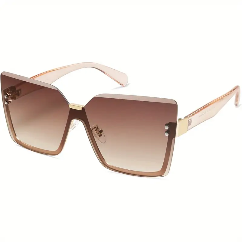 SOJOS Women's Square Oversized Protection Trendy Rimless Design with Lightweight - Brown Gradient Pink