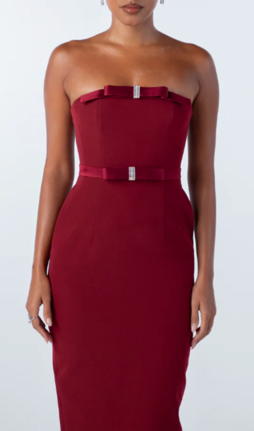 Drea Red Strapless Midi Dress