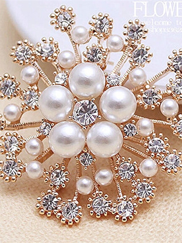 Women's AAA Cubic Zirconia Brooches Classic Flower Stylish Sweet Brooch Jewelry Red Gold For Daily Prom