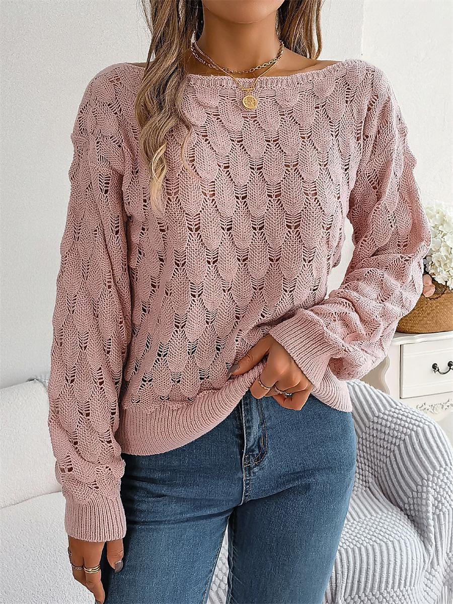Off-Shoulder Ribbed Knit Sweater Pink & Blue Cold Shoulder Knit