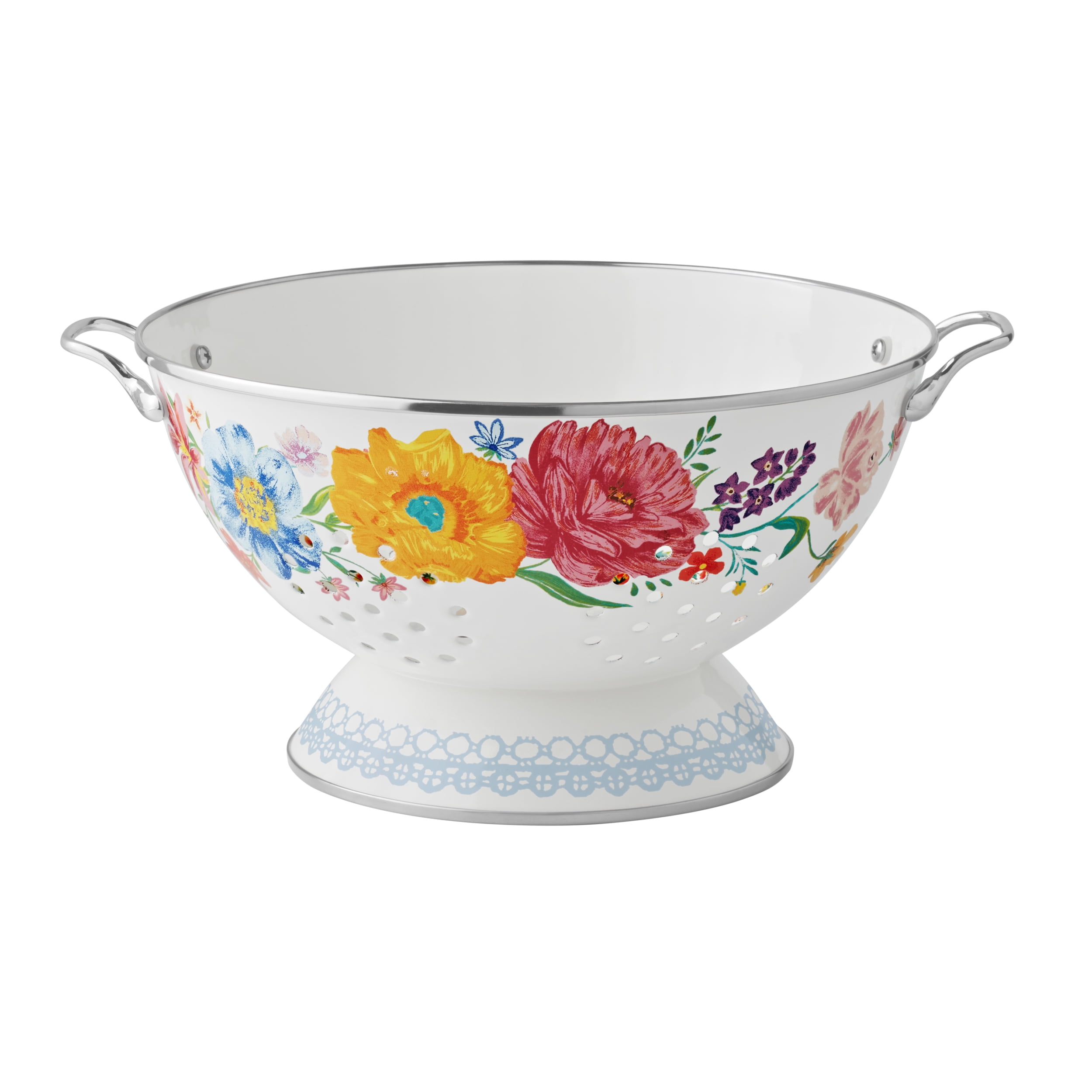Blooming Enameled Steel 5-Quart Colander