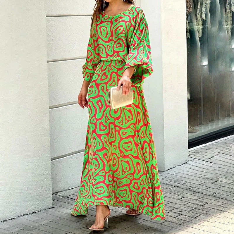 NolaTM Swirl Slit Sleeve Maxi Dress Set