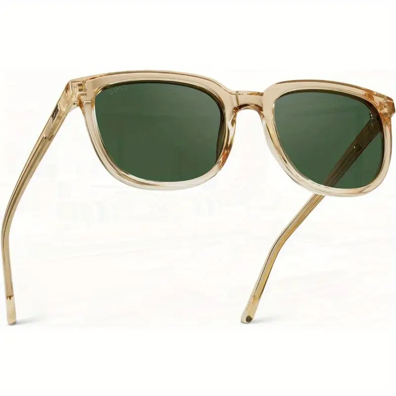 WearMe Pro Classic Retro Square Fashion Glasses - Vintage Pilot-like Glasses - Transparent Yellow Smoke Green