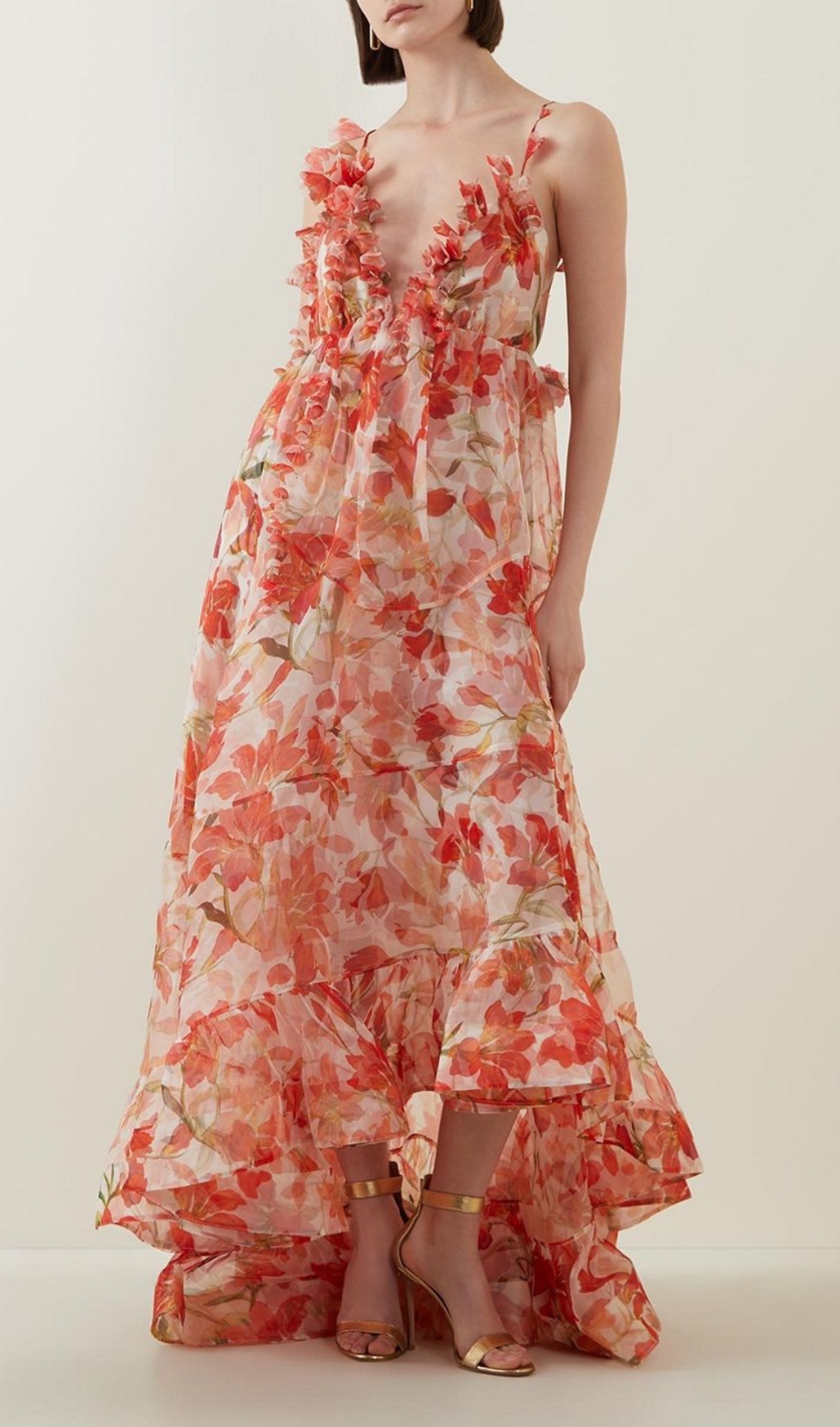 Daveigh V-Neck Floral Printed Maxi Dress