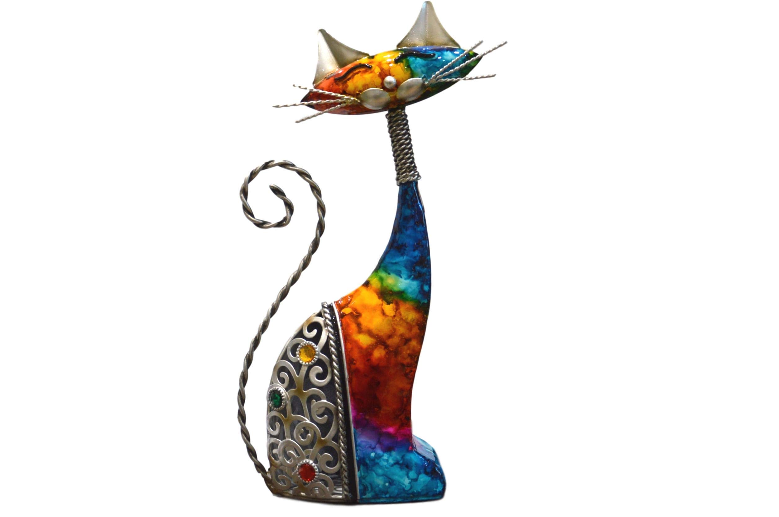 Natural World Hand Painted Decorative Multicolour Cat Ornament