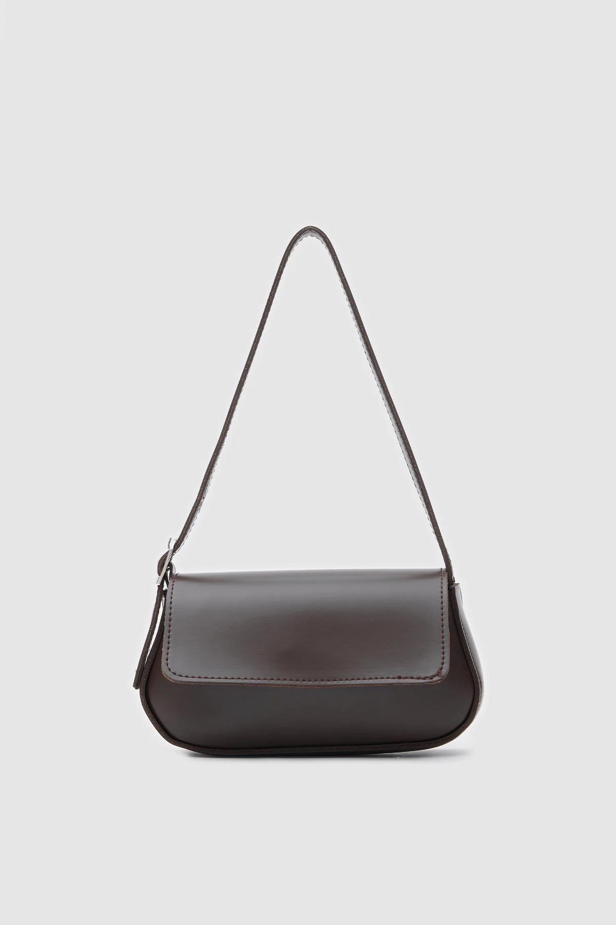 Elegant Brown Faux Leather Shoulder Bag