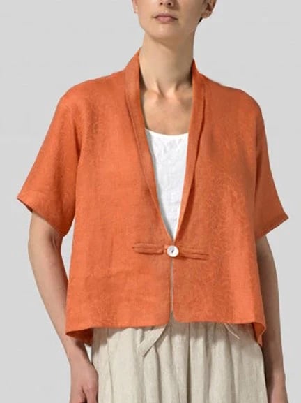 Cotton-Linen H Profile Buckle Fashion Small Coat