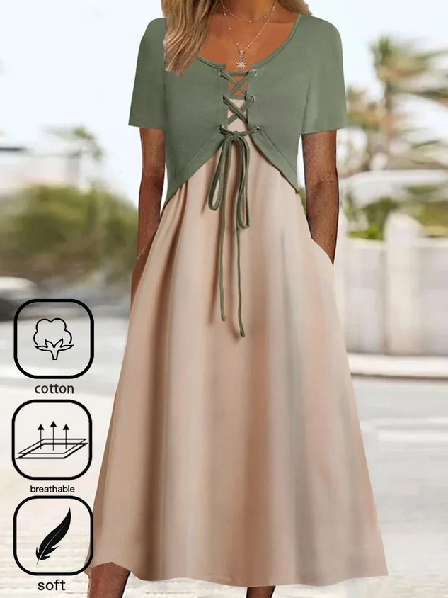 Cotton Plain Casual Two-Piece Set