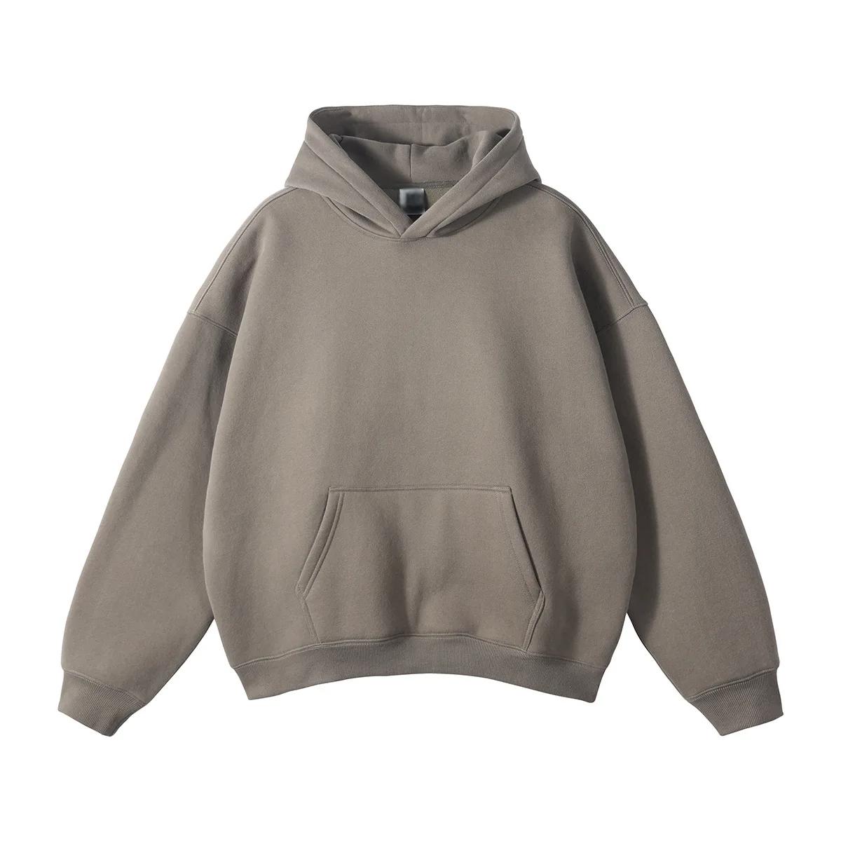 Pengaiming high quality oversized drop shoulder hoodie stringless heavy weight cotton stringless men's hoodie