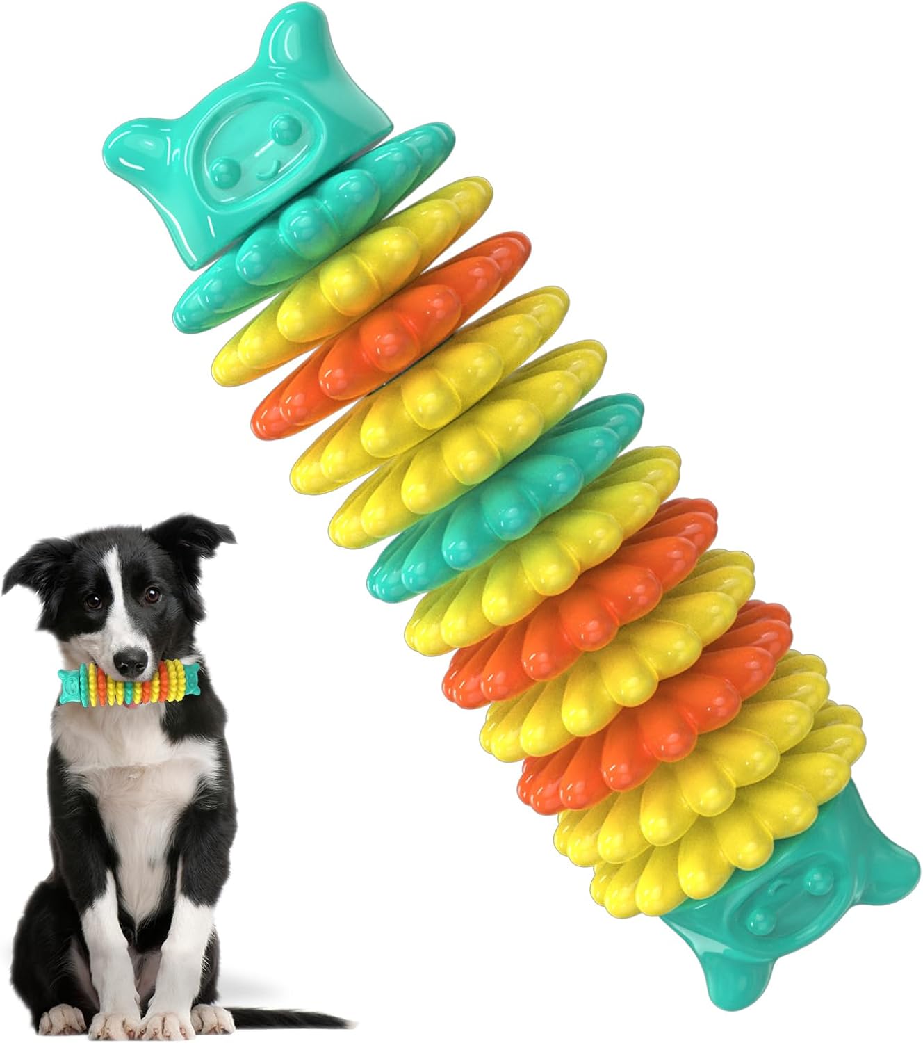 Puppy Teething Chew Toys, Dog Toys for Aggressive Chewers, Indestructible Tough Durable Dog Toothbrush Toys, Squeaky Interactive Toy for Small Medium Large Breed