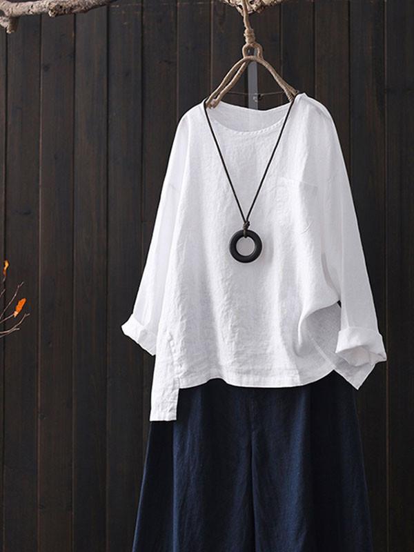 Solid color loose large size irregular long-sleeved shirt